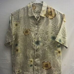 Geoffrey Beene Beige Floral Short Sleeve Shirt